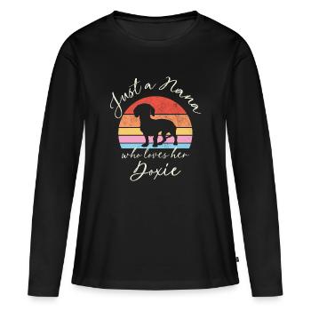 Juste une Nana qui aime son Doxie - coucher de soleil rétro - T-shirt manches longues Premium bio Femme - noir - Devant - Julia (174cm)