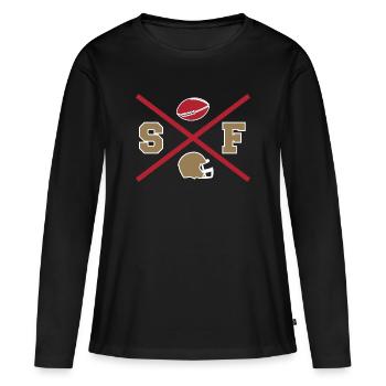 Croix de San Francisco - T-shirt manches longues Premium bio Femme - noir - Devant - Julia (174cm)