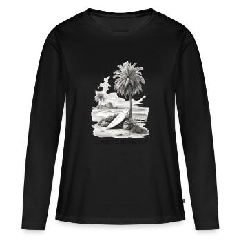 Allez là où vous vous sentez le plus vivant - T-shirt manches longues Premium bio Femme - noir - Devant - Julia (174cm)