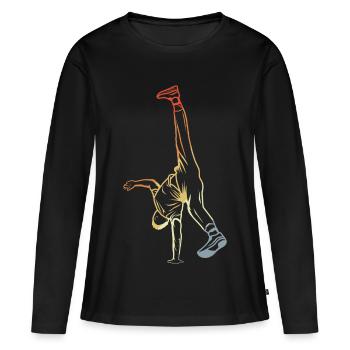 B-Boy Vintage Look - T-shirt manches longues Premium bio Femme - noir - Devant - Julia (174cm)