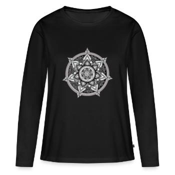 Boussole intérieure – Art symbolique calme - T-shirt manches longues Premium bio Femme - noir - Devant - Julia (174cm)