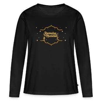 Ramadan Moubarak Bénédictions d’or - T-shirt manches longues Premium bio Femme - noir - Devant - Julia (174cm)