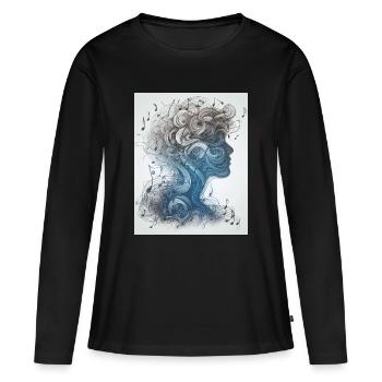 L’ mélodique : symphonie de pensées et de notes - T-shirt manches longues Premium bio Femme - noir - Devant - Julia (174cm)