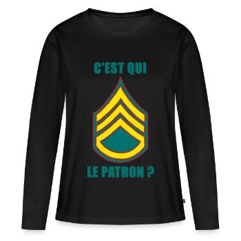 C'est qui le patron ? - T-shirt manches longues Premium bio Femme - noir - Devant - Julia (174cm)