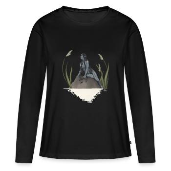 Nymphe dans un étang - T-shirt manches longues Premium bio Femme - noir - Devant - Julia (174cm)