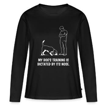 Dressage de chiens par le nez - T-shirt manches longues Premium bio Femme - noir - Devant - Julia (174cm)