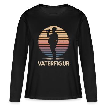 Papa mit Bierbauch Lustige Ironische Vaterfigur - Frauen Premium Bio Langarmshirt - Schwarz - Vorne - Julia (174cm)