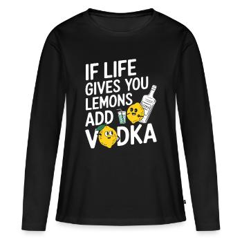 Illustration humoristique de citron et de vodka - T-shirt manches longues Premium bio Femme - noir - Devant - Julia (174cm)