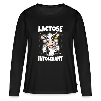 Vache laitière intolérante au lactose - T-shirt manches longues Premium bio Femme - noir - Devant - Julia (174cm)