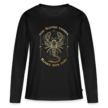 Scorpion Passion Signe du zodiaque Cadeau Astrologie Art - T-shirt manches longues Premium bio Femme - noir - Devant - Julia (174cm)