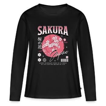 Sakura Cherry Blossom Japanese Cherry Blossom Festival - Women's Premium Organic Long Sleeve Shirt - black - Front - Julia (174cm)