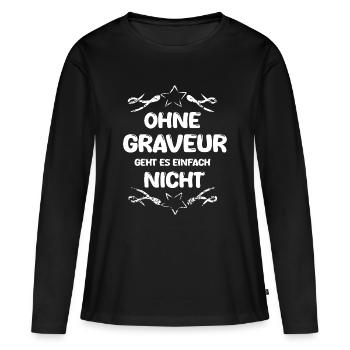 Graveur - T-shirt manches longues Premium bio Femme - noir - Devant - Julia (174cm)