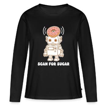 Donut Robot : Scanner le sucre - T-shirt manches longues Premium bio Femme - noir - Devant - Julia (174cm)