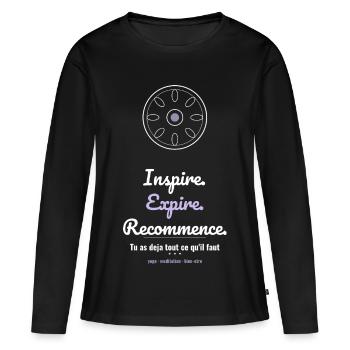 Expire. Yoga Méditation Bien-être - T-shirt manches longues Premium bio Femme - noir - Devant - Julia (174cm)