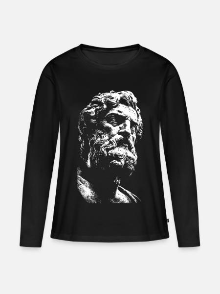 Stoizismus Pur – Antikes Philosophen-Porträt - Ekologisk långärmad premium-T-shirt dam - svart