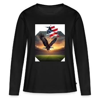 Aigle patriotique dans le stade - T-shirt manches longues Premium bio Femme - noir - Devant - Julia (174cm)