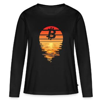 Bitcoin Retro Sunnendoom - T-shirt manches longues Premium bio Femme - noir - Devant - Julia (174cm)