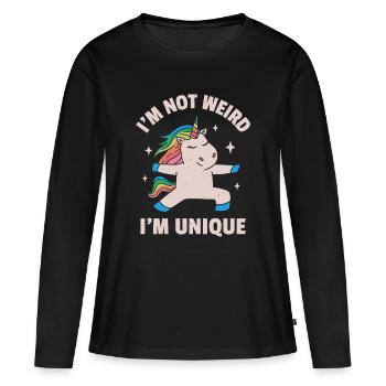 Je ne suis pas bizarre, je suis unique - T-shirt manches longues Premium bio Femme - noir - Devant - Julia (174cm)