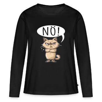 Euh, non, sarcasme & drôle de café au thé pour chat - T-shirt manches longues Premium bio Femme - noir - Devant - Julia (174cm)