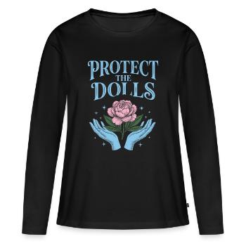 Mois de la fierté LGBTQ - Protéger les poupées - T-shirt manches longues Premium bio Femme - noir - Devant - Julia (174cm)
