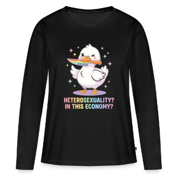 Mois de la fierté LGBTQ - L’hétérosexualité dans cet Économe - T-shirt manches longues Premium bio Femme - noir - Devant - Julia (174cm)