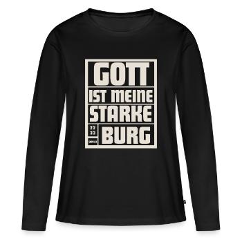 Dieu est mon château fort | Samuel 22:33 - T-shirt manches longues Premium bio Femme - noir - Devant - Julia (174cm)