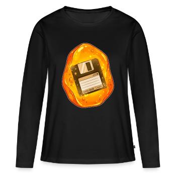 Disquette enfoncée dans l’ambre - T-shirt manches longues Premium bio Femme - noir - Devant - Julia (174cm)