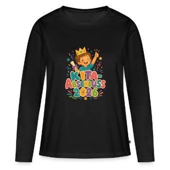 Kita Abschluss 2026 Kinder Abschlussfeier - Frauen Premium Bio Langarmshirt - Schwarz - Vorne - Julia (174cm)