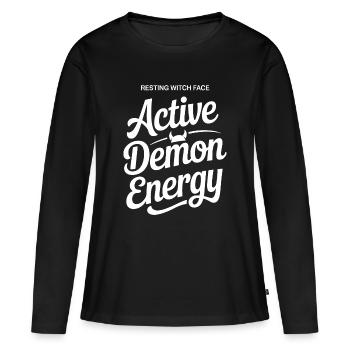 T-shirt actif d’énergie démoniaque - T-shirt manches longues Premium bio Femme - noir - Devant - Julia (174cm)