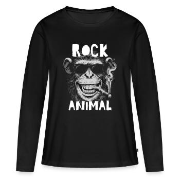 Oscillant chimpanzé avec lunettes de soleil - T-shirt manches longues Premium bio Femme - noir - Devant - Julia (174cm)