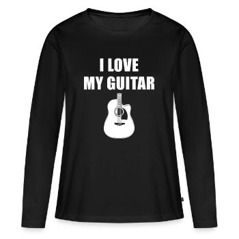 T-shirt Acoustic Guitar - I love my guitar - T-shirt manches longues Premium bio Femme - noir - Devant - Julia (174cm)