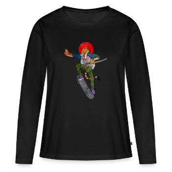 JAPAN TIGER - Women's Premium Organic Long Sleeve Shirt - black - Front - Julia (174cm)