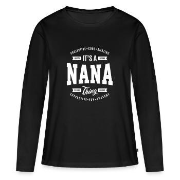 Nana Thing - T-shirt manches longues Premium bio Femme - noir - Devant - Julia (174cm)