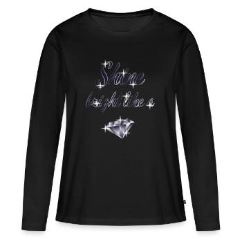 "Briller comme un diamant" - T-shirt manches longues Premium bio Femme - noir - Devant - Julia (174cm)