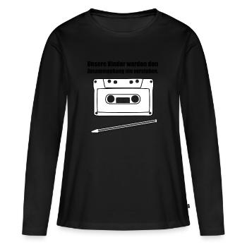 Related cassette and pen - Women's Premium Organic Long Sleeve Shirt - black - Front - Julia (174cm)
