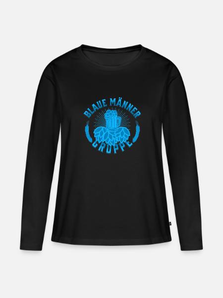Blaue Männer Gruppe - Frauen Premium Bio Langarmshirt - Schwarz