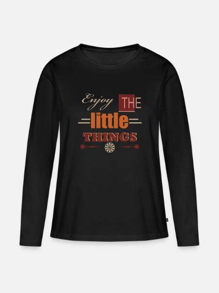Enjoy the little Things - Frauen Premium Bio Langarmshirt - Schwarz