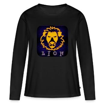 LION (Lion) - T-shirt manches longues Premium bio Femme - noir - Devant - Julia (174cm)