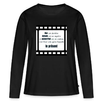 Proverbe de Chine de Proverbe Chinois et citation - T-shirt manches longues Premium bio Femme - noir - Devant - Julia (174cm)