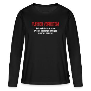 Flirt interdit aux célibataires - T-shirt manches longues Premium bio Femme - noir - Devant - Julia (174cm)