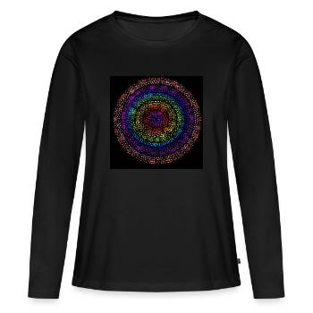 Cercles concentriques de points arc-en-ciel - T-shirt manches longues Premium bio Femme - noir - Devant - Julia (174cm)
