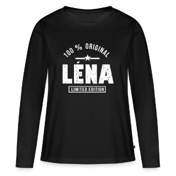 Léna shirt personnalisé prénom Léna - T-shirt manches longues Premium bio Femme - noir - Devant - Julia (174cm)