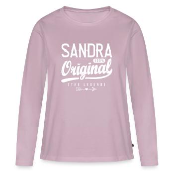 Sandra shirt personnalisé prénom sandra - T-shirt manches longues Premium bio Femme - rose poudré - Devant - Julia (174cm)