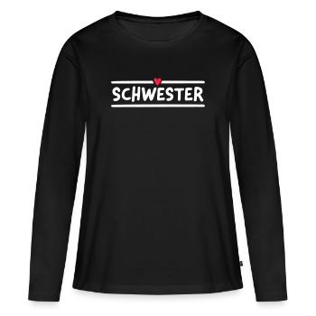 Schwesterherz - Frauen Premium Bio Langarmshirt - Schwarz - Vorne - Julia (174cm)