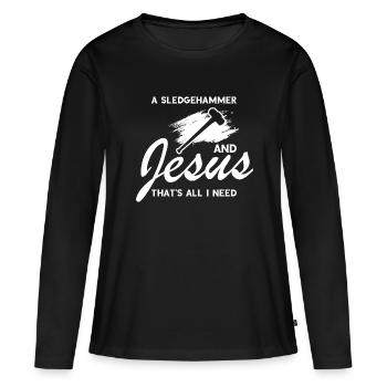 Démolition et rénovation de maisons - T-shirt manches longues Premium bio Femme - noir - Devant - Julia (174cm)