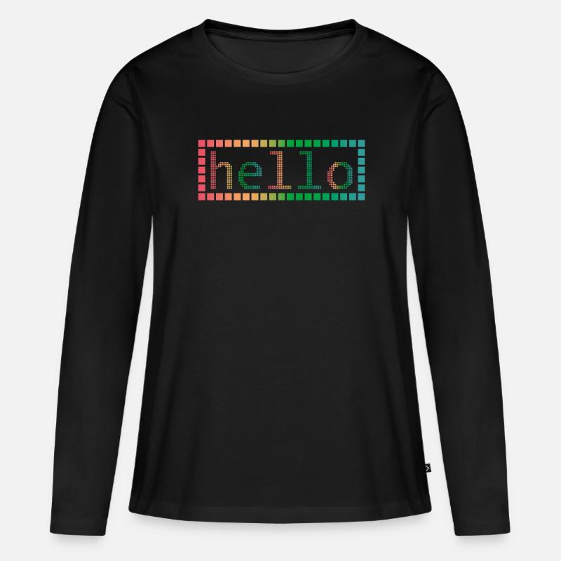 Hello in Pixels - Frauen Premium Bio Langarmshirt - Schwarz