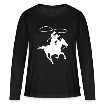 Cowboy - T-shirt manches longues Premium bio Femme - noir - Devant - Julia (174cm)