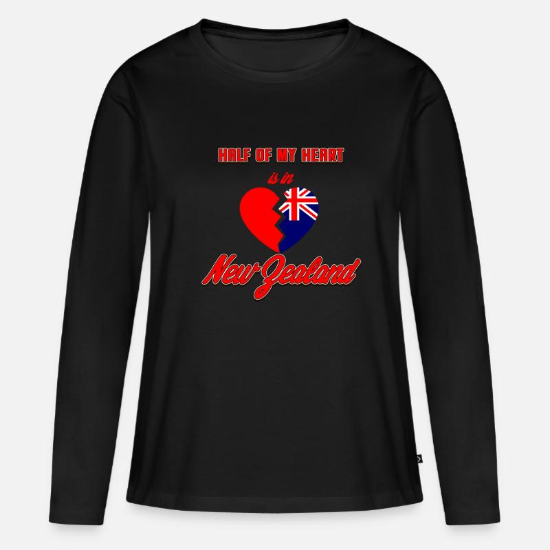 Neuseeland - Frauen Premium Bio Langarmshirt - Schwarz