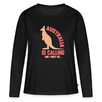 Australie - T-shirt manches longues Premium bio Femme - noir - Devant - Julia (174cm)