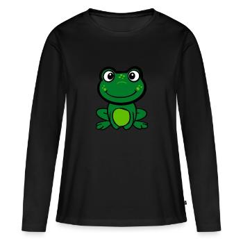 grenouille verte mignonne - grenouille verte - T-shirt manches longues Premium bio Femme - noir - Devant - Julia (174cm)